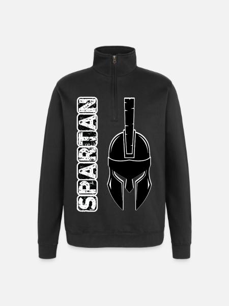 Black grunge spartan helmet - Quarter-Zip Sweatshirt - black