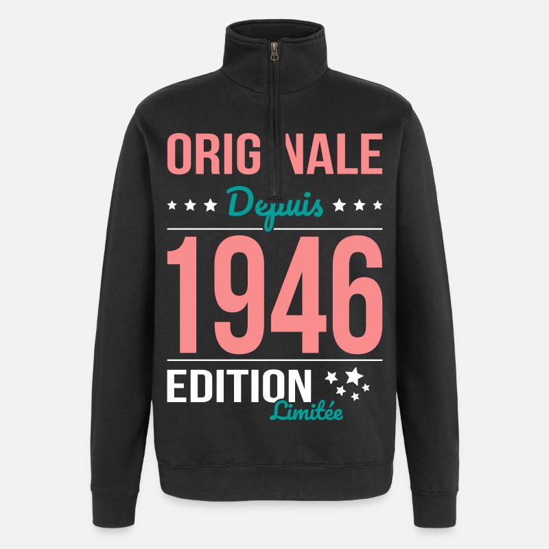 Original seit 1946 – 80-jähriges Jubiläum - Quarter-Zip-Sweatshirt - Schwarz