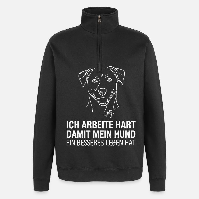 Je travaille dur pour mon chien - Sweat à zip 1/4 - noir