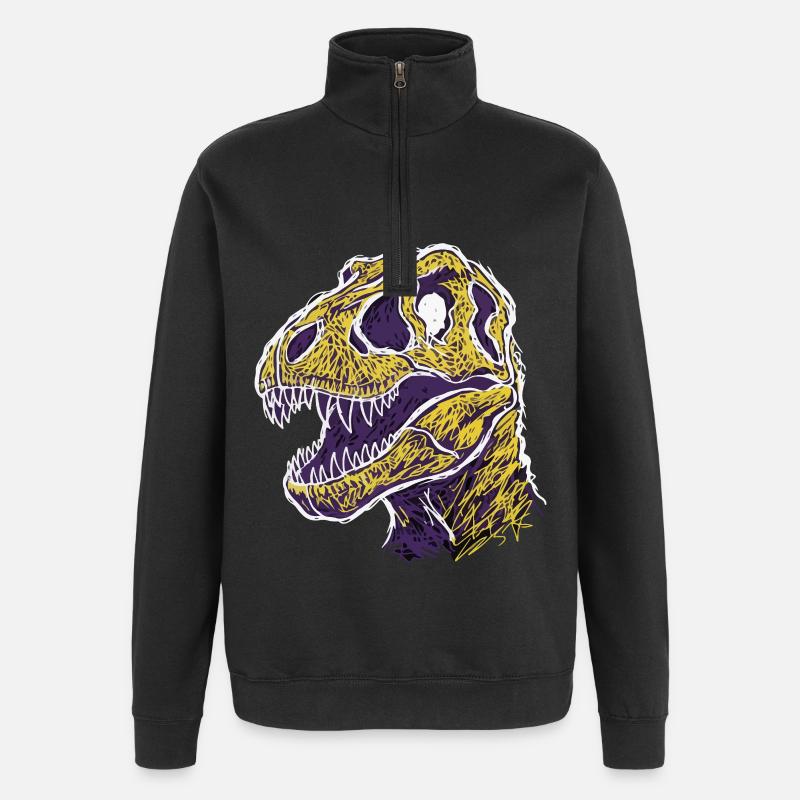 Crâne de T-Rex Dinosaure Artistique - Sweat à zip 1/4 - noir