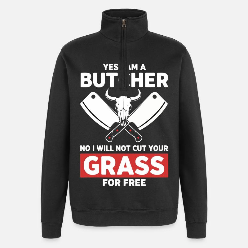 Humour Boucher Coupe Pas Herbe - Sweat à zip 1/4 - noir