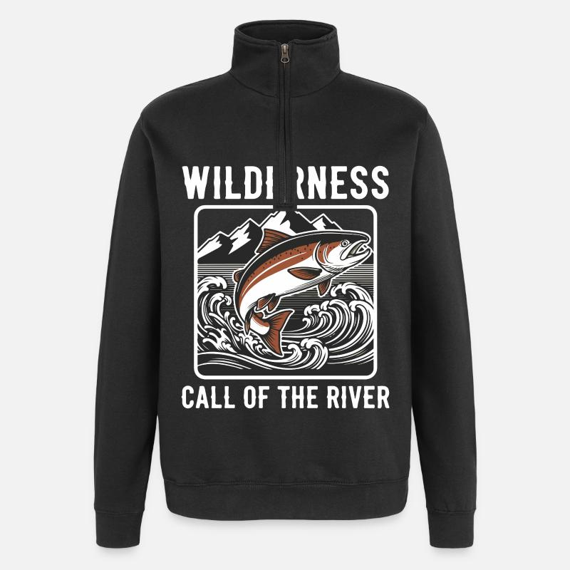 Wildforellenangeln River Mountain - Quarter-Zip-Sweatshirt - Schwarz
