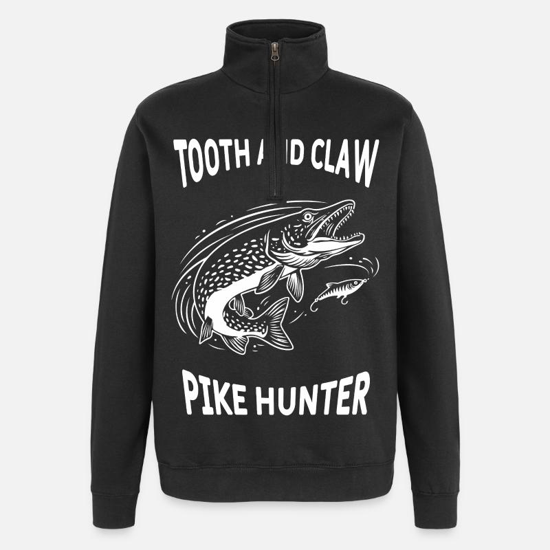 Hechtenfischen Hechtenjäger - Quarter-Zip-Sweatshirt - Schwarz