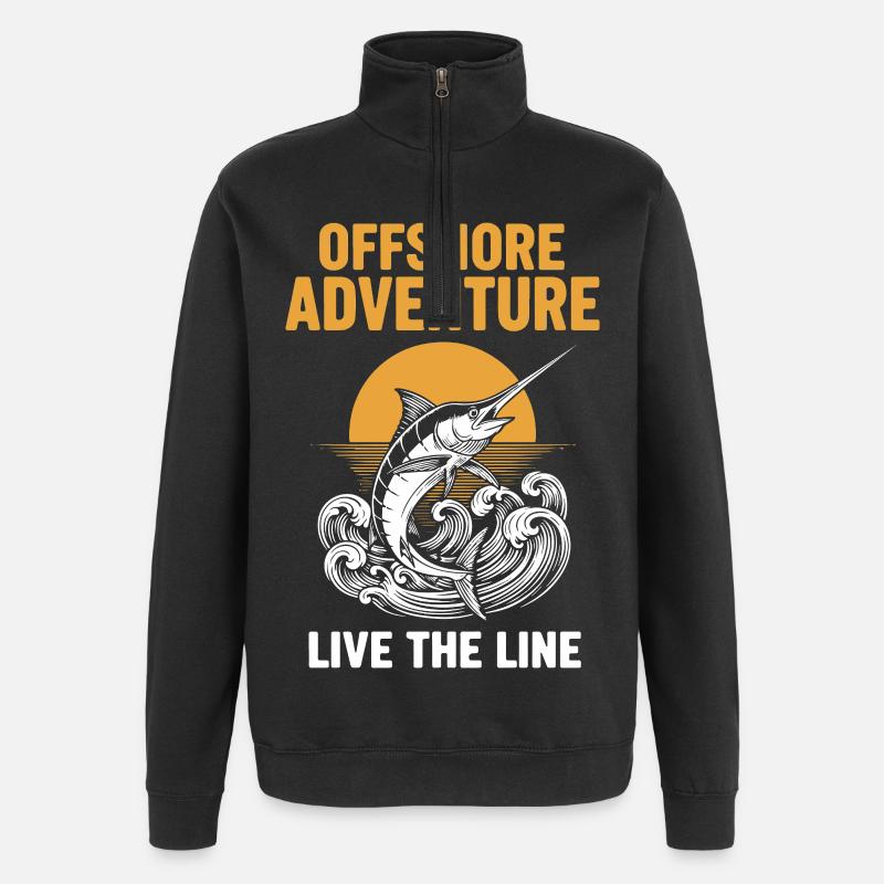 Fischerei-Seeschwertfisch-Abenteuer vor der Küste - Quarter-Zip-Sweatshirt - Schwarz