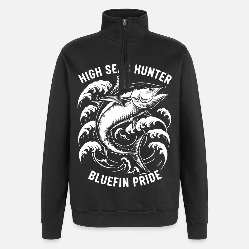 Pêche Mer Thon Bluefin Hunter - Sweat à zip 1/4 - noir