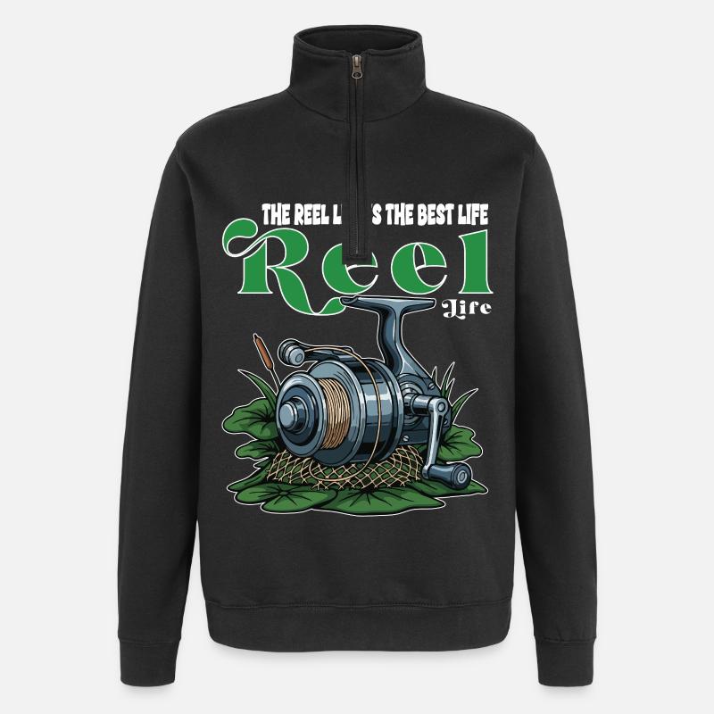 Angelrollen-Humor-Campingzitat - Quarter-Zip-Sweatshirt - Schwarz