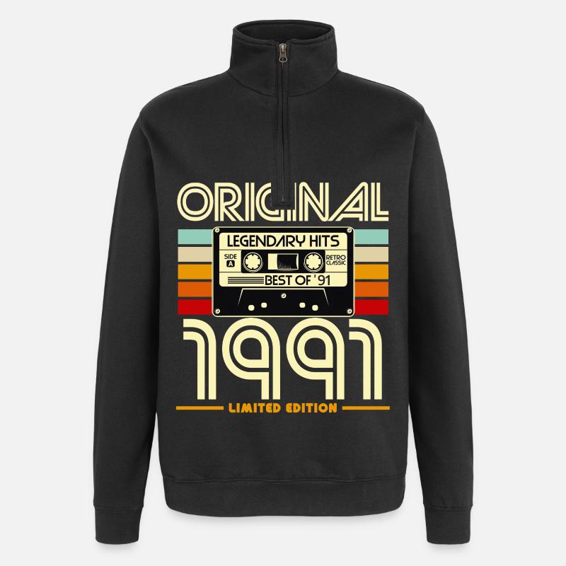 Original 1991 Retro Cassette - Quarter-Zip Sweatshirt - black