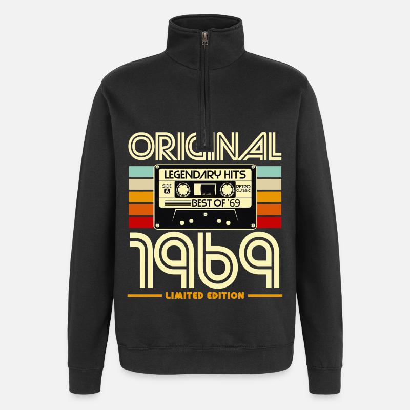 Originale Retro-Kassette von 1969 - Quarter-Zip-Sweatshirt - Schwarz