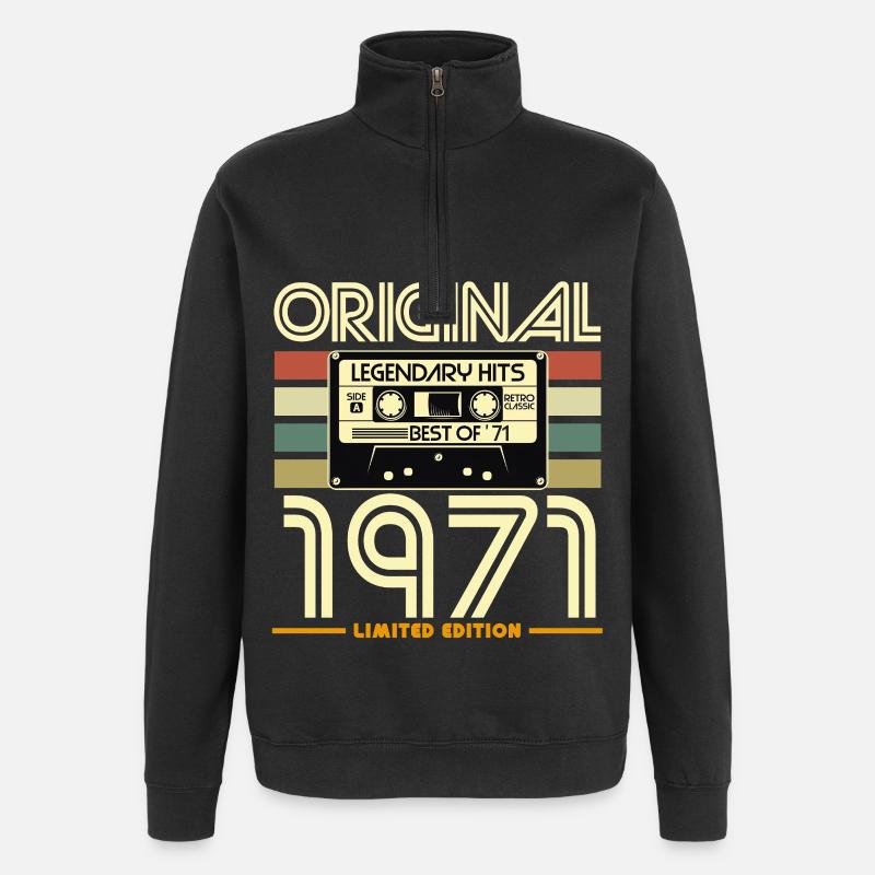 Original 1971 Retro Hits Cassette - Quarter-Zip Sweatshirt - black