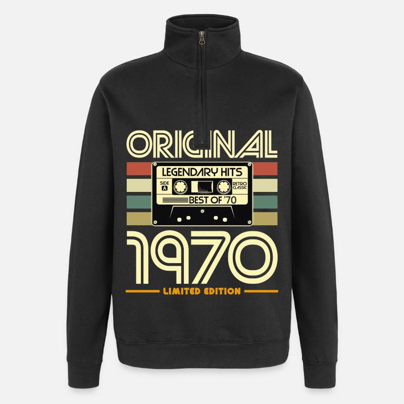 Cassette Rétro 1970 Originale - Sweat à zip 1/4 - noir