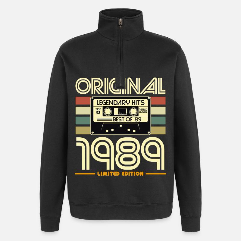 Original 1989 Cassette Nostalgia - Quarter-Zip Sweatshirt - black