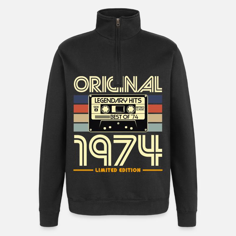Original 1974 Cassette Rétro - Sweat à zip 1/4 - noir