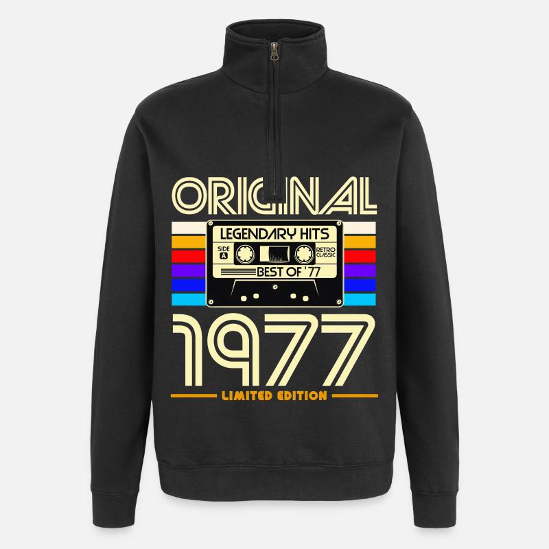 Originale Retro-Kassette von 1977 - Quarter-Zip-Sweatshirt - Schwarz