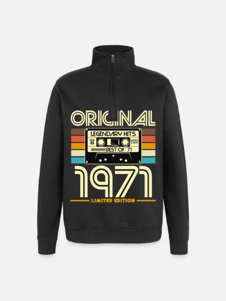 Originale limitierte Retro-Kassette von 1971 - Quarter-Zip-Sweatshirt - Schwarz