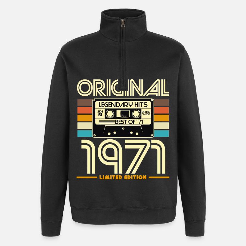Originale limitierte Retro-Kassette von 1971 - Quarter-Zip-Sweatshirt - Schwarz