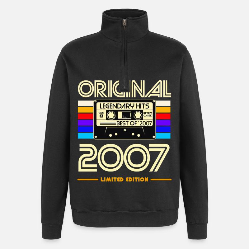 Original 2007: Hits rétro cassette - Sweat à zip 1/4 - noir