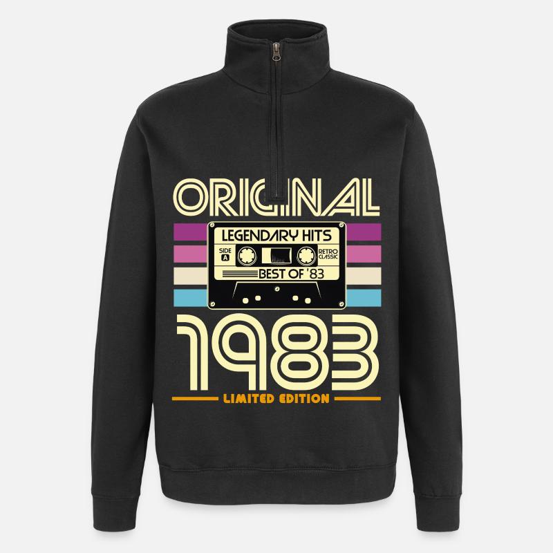 Cassette Rétro 1983 Légende - Sweat à zip 1/4 - noir