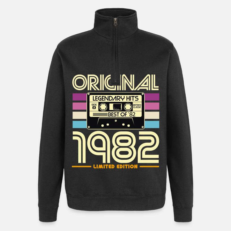 Original 1982 Retro Hits Cassette - Sweat à zip 1/4 - noir