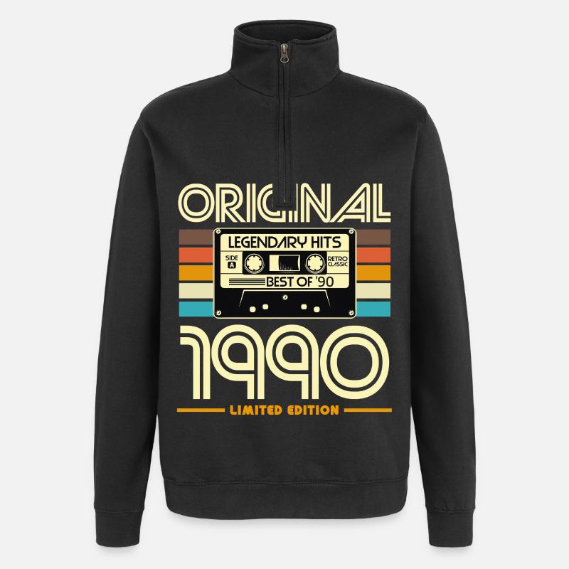 Original 1990 Cassette Rétro Hits - Sweat à zip 1/4 - noir