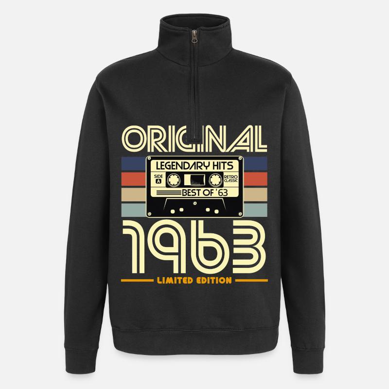 Original 1963 Retro Cassette - Quarter-Zip Sweatshirt - black
