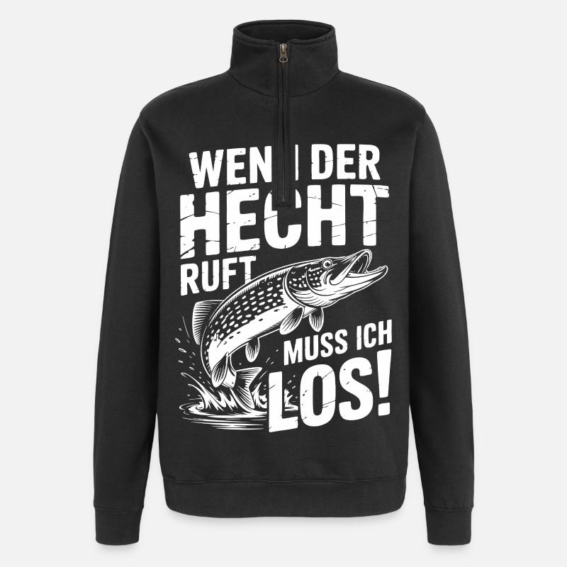 Der Hecht ruft! - Quarter-Zip-Sweatshirt - Schwarz