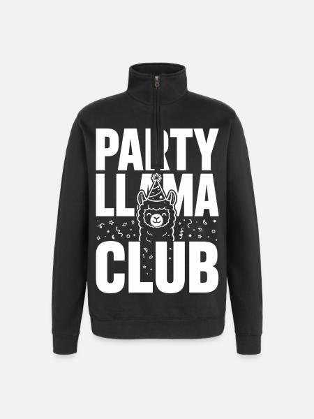 Party Llama Club – Feierlaune - Quarter-Zip-Sweatshirt - Schwarz