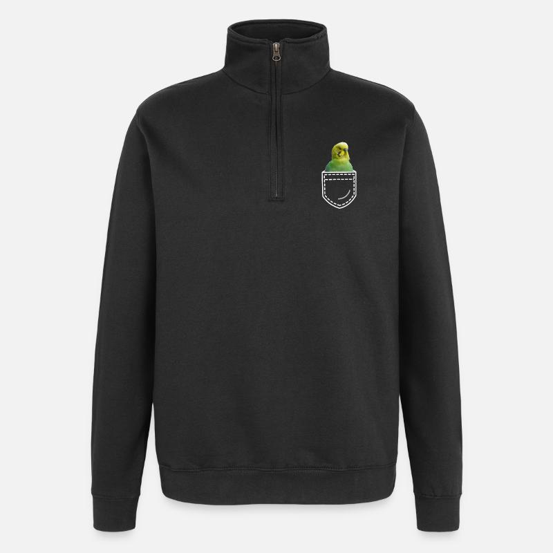 Perruche oiseau - Sweat à zip 1/4 - noir