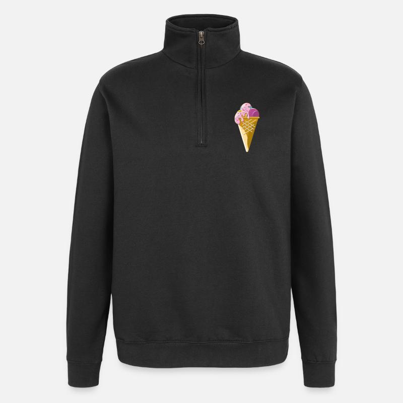 Eiscreme in der Waffel - Quarter-Zip Sweatshirt - black