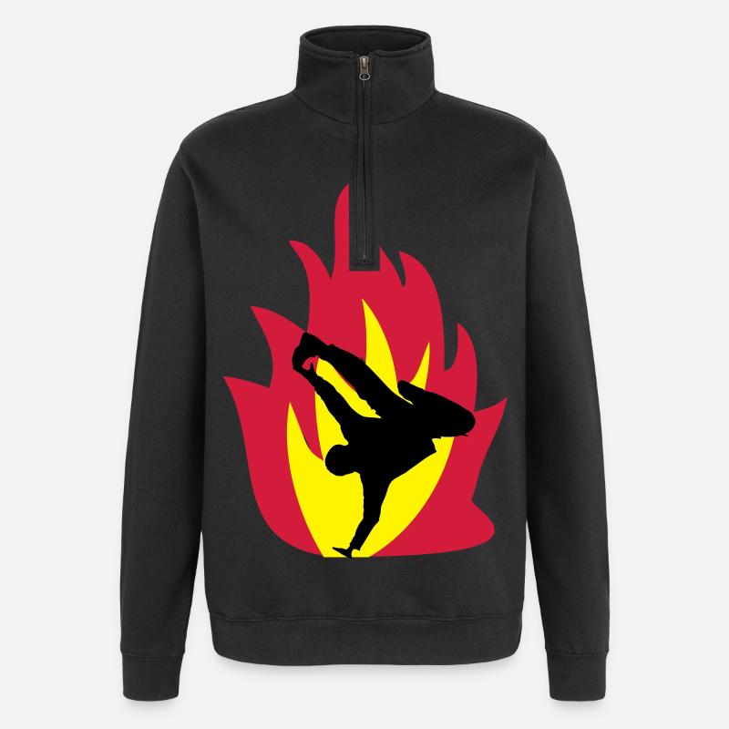 Breakdancer dans le feu - Sweat à zip 1/4 - noir