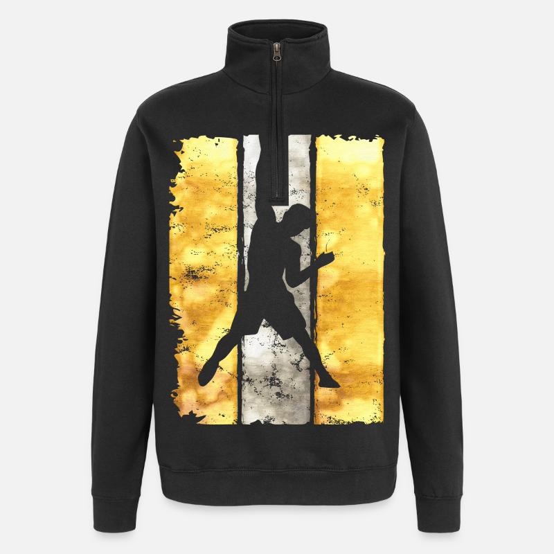 Klettern - Kletterer - Kletterwand - Bouldern - Quarter-Zip-Sweatshirt - Schwarz