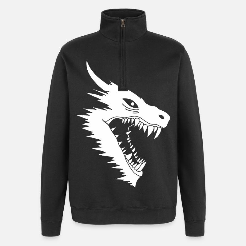 White Dragon's Attack - Quarter-Zip Sweatshirt - black