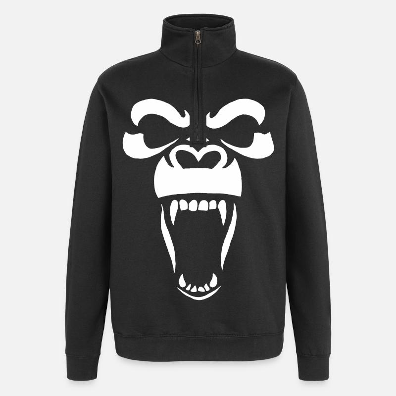 Weißer Gorilla - Quarter-Zip-Sweatshirt - Schwarz