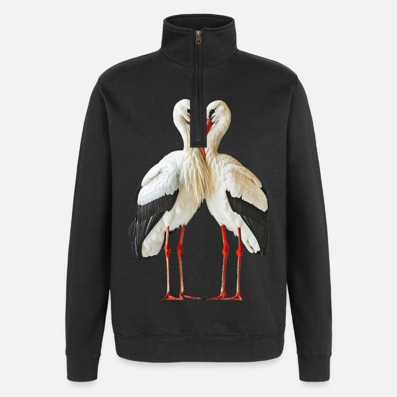La cigogne de Whitestork - Sweat à zip 1/4 - noir