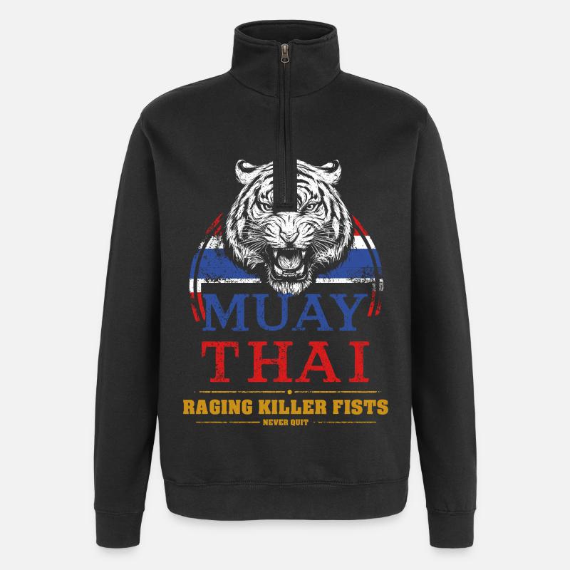 Muay Thai du tigre - Sweat à zip 1/4 - noir
