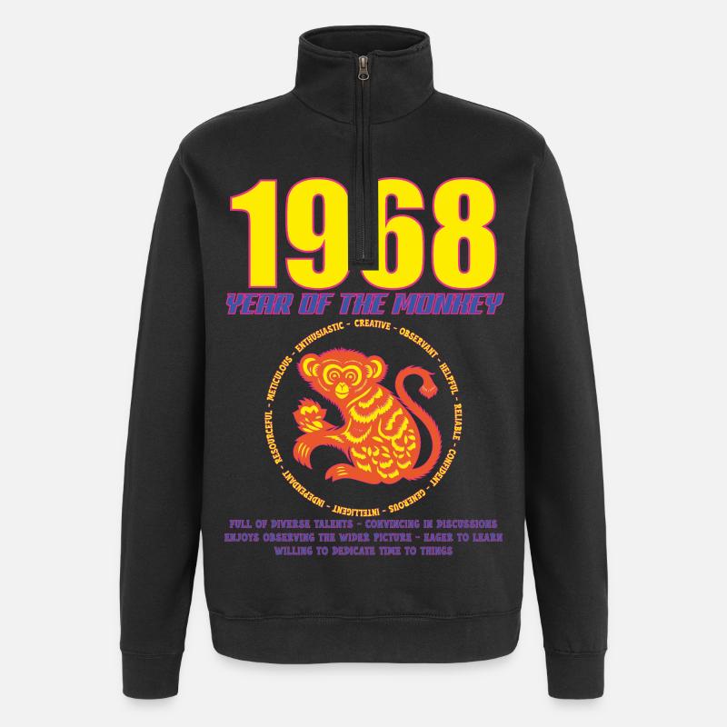 1968_MONKEY_fluor - Quarter-Zip Sweatshirt - black