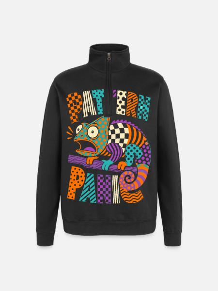 Pattern Panic Chamäleon - Quarter-Zip-Sweatshirt - Schwarz
