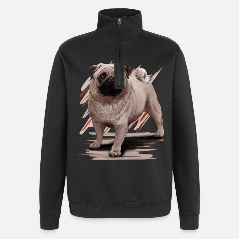 Pug - Sweat à zip 1/4 - noir