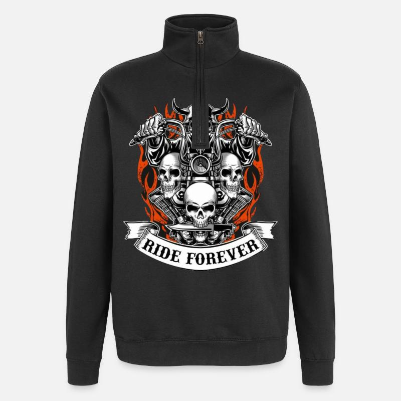 Motorradfahrer - Quarter-Zip-Sweatshirt - Schwarz