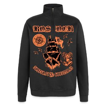 Rostock Ville natale - Sweat à zip 1/4 - noir - Devant - AI Model Female 172 light (172cm) & AI Model Male 178 dark (178cm)