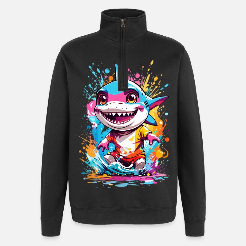 Requin - Sweat à zip 1/4 - noir