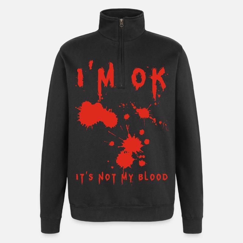 I'm Fine (Englisch) - Quarter-Zip-Sweatshirt - Schwarz