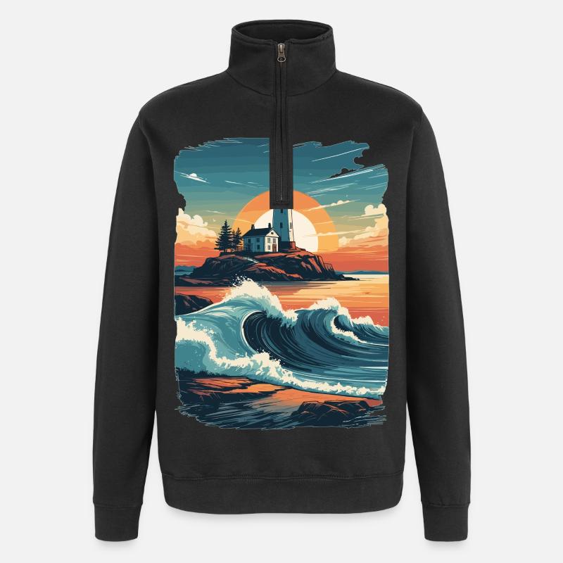 Leuchtturm - Quarter-Zip-Sweatshirt - Schwarz