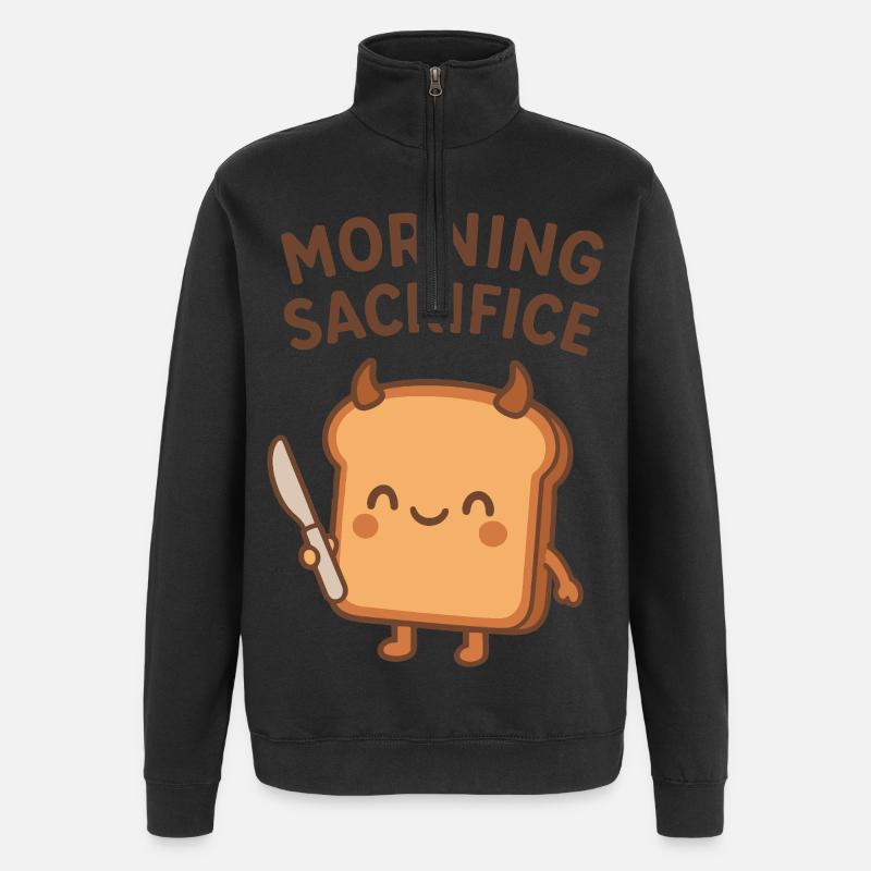 Toast du sacrifice du matin - Sweat à zip 1/4 - noir