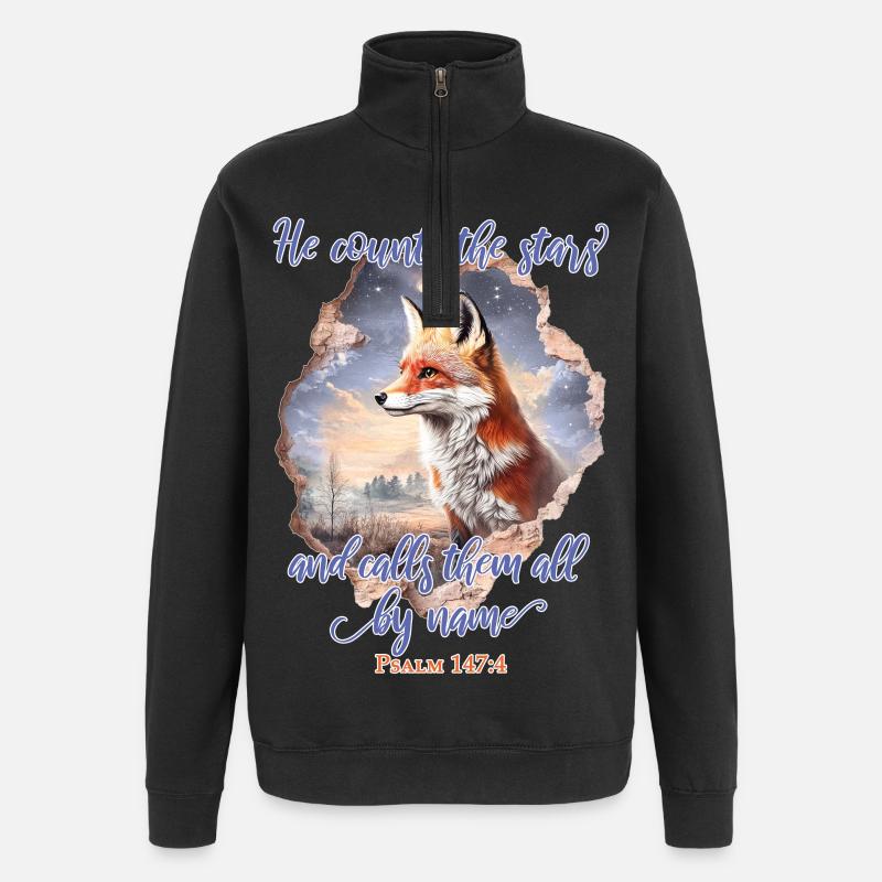 Fox Bible Verse Christian - Quarter-Zip Sweatshirt - black