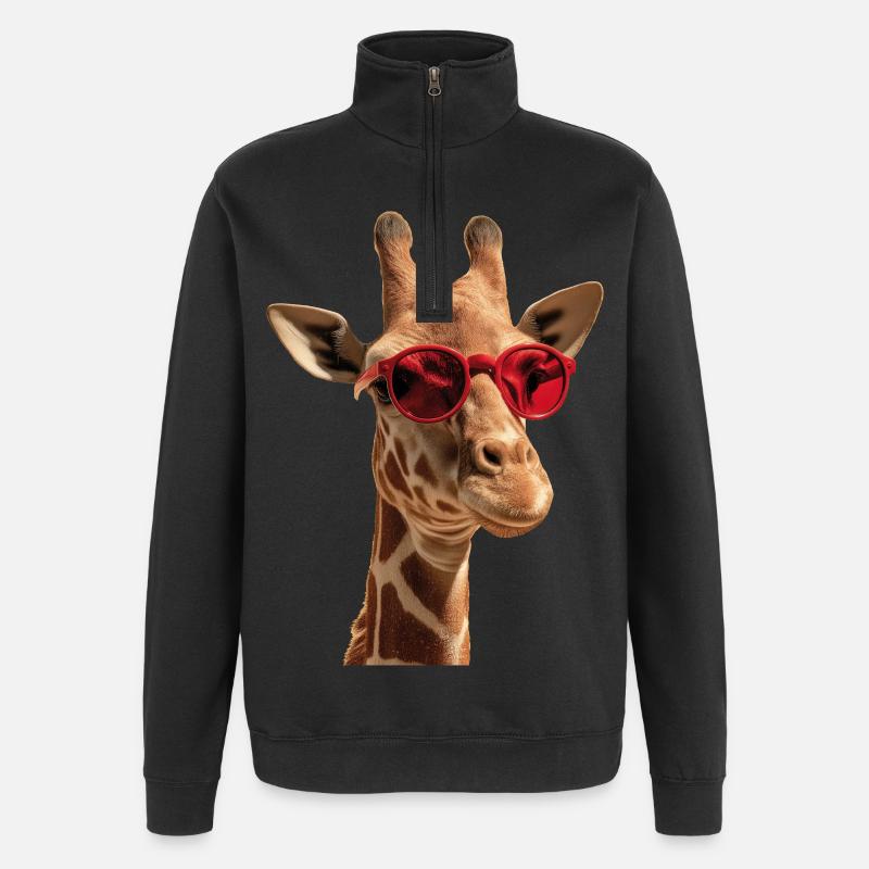 Giraffe Sonnenbrille - Quarter-Zip-Sweatshirt - Schwarz