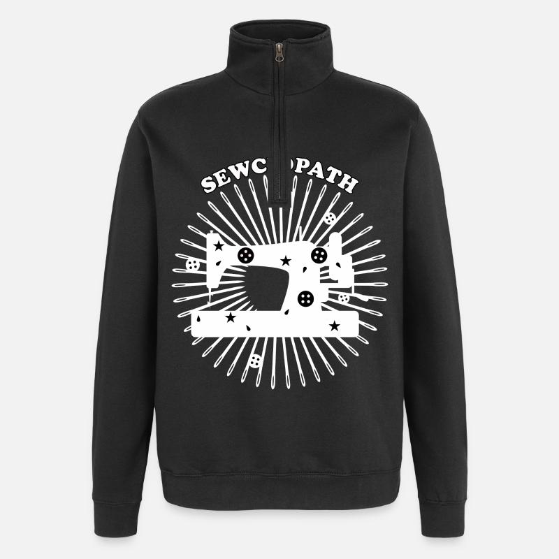 Sewing Machine Design - White - Quarter-Zip Sweatshirt - black