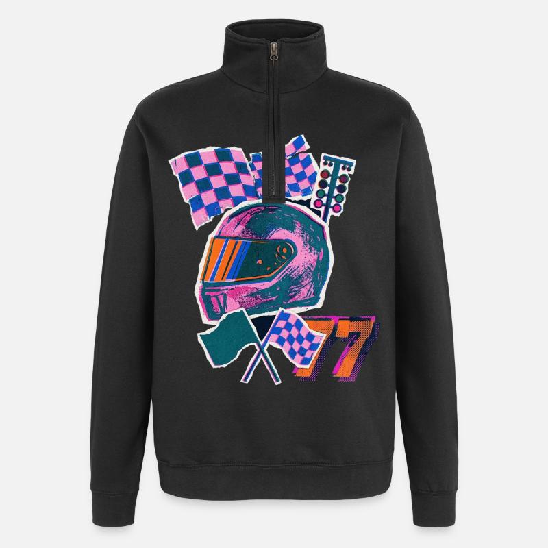 Haut-parleur à ondes rétro - Sweat à zip 1/4 - noir