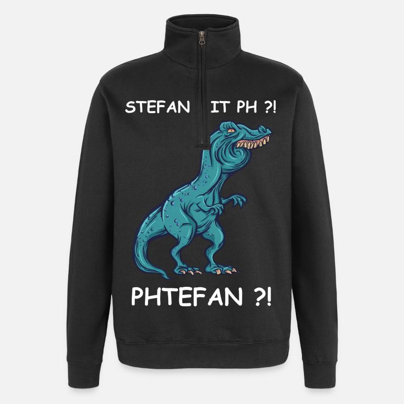 Blauer Dino mit Kick | Stefan - Quarter-Zip-Sweatshirt - Schwarz