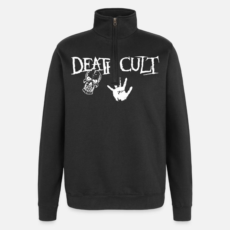 Todeskult, Skull Design - Quarter-Zip-Sweatshirt - Schwarz