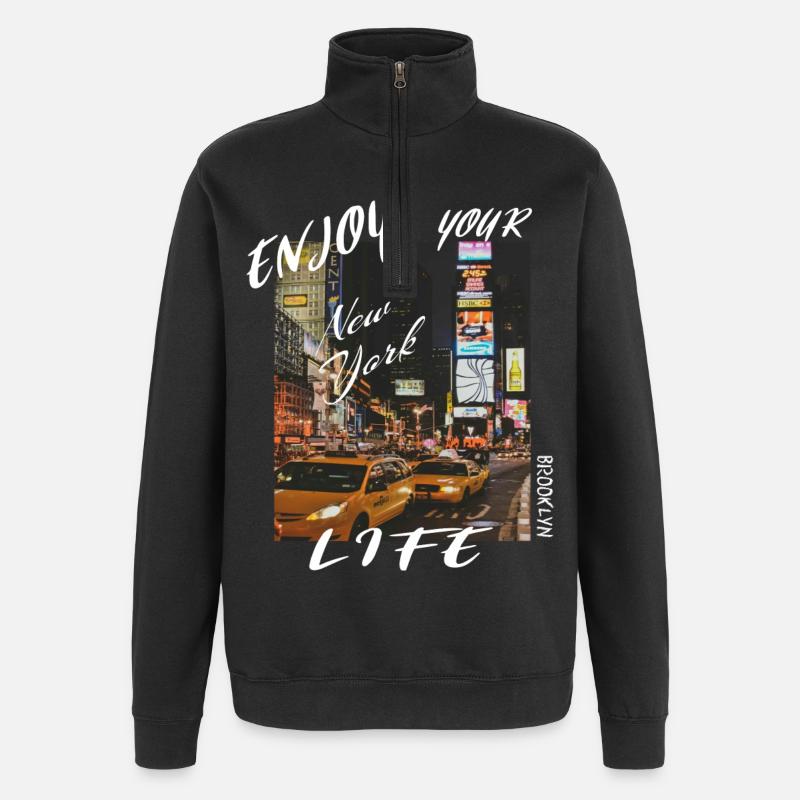 New York City - Sweat à zip 1/4 - noir